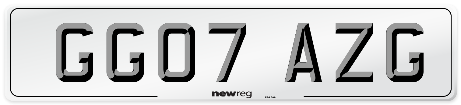 GG07 AZG Number Plate from New Reg